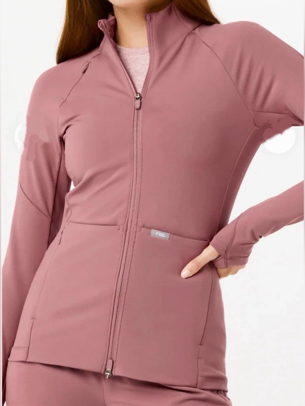 FIGS ContourKnit Scrub Jacket Mauve Size S NWT